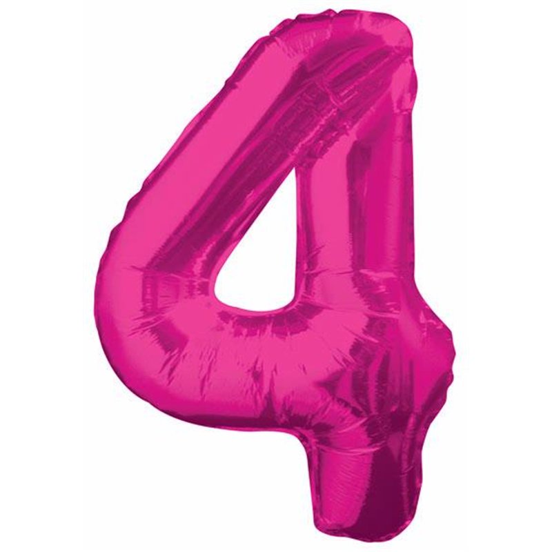 34IN PINK GLITZ NUMERAL 4