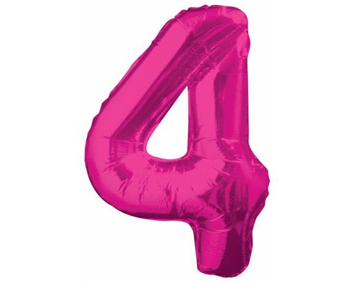 34IN PINK GLITZ NUMERAL 4