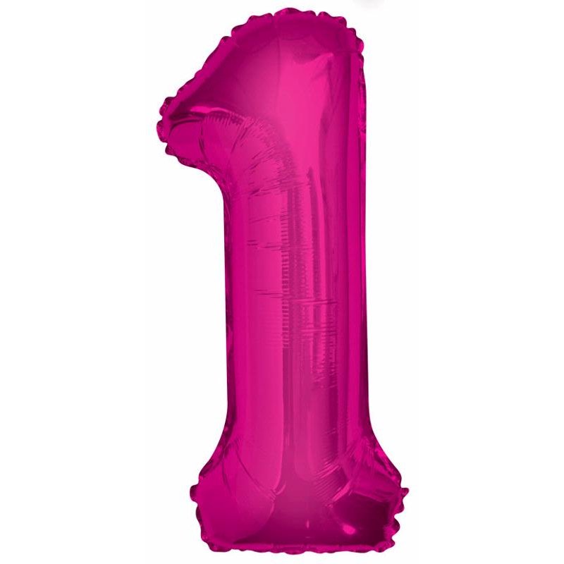 34IN PINK GLITZ NUMERAL 1