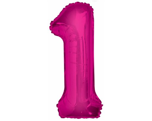 34IN PINK GLITZ NUMERAL 1