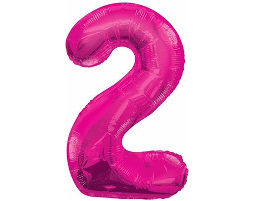 34IN PINK GLITZ NUMERAL 2
