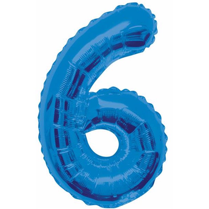 34IN BLUE GLITZ NUMERAL 6