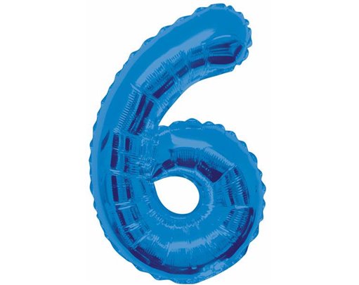 34IN BLUE GLITZ NUMERAL 6