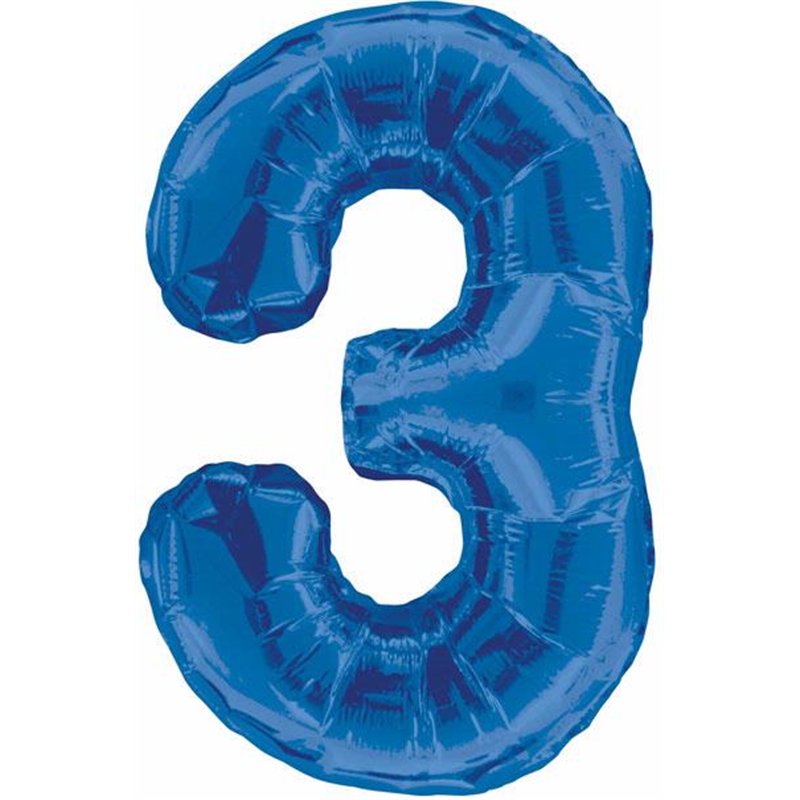 34IN BLUE GLITZ NUMERAL 3