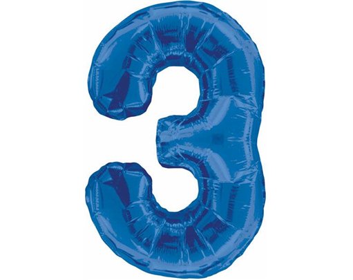 34IN BLUE GLITZ NUMERAL 3