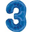 34IN BLUE GLITZ NUMERAL 3