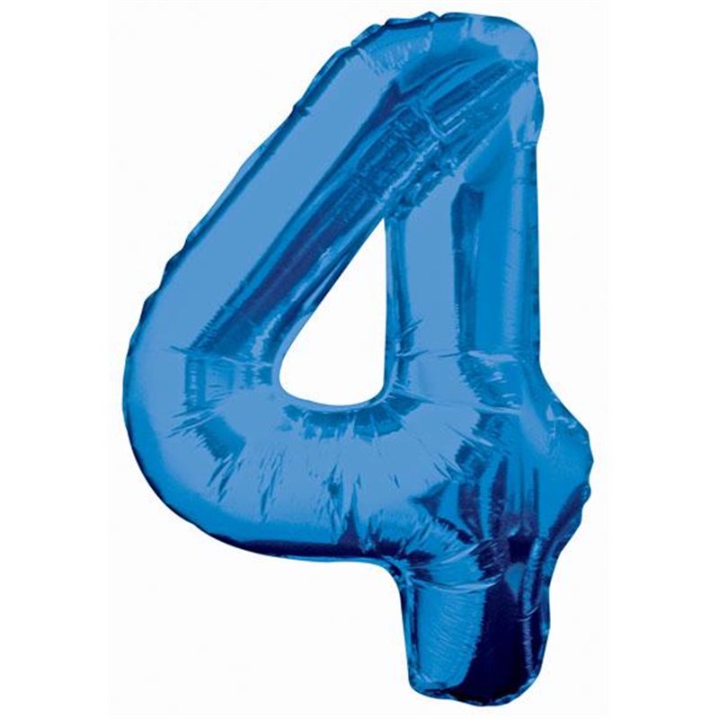 34IN BLUE GLITZ NUMERAL 4