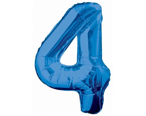 34IN BLUE GLITZ NUMERAL 4