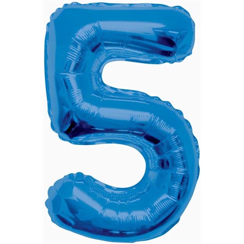 34IN BLUE GLITZ NUMERAL 5