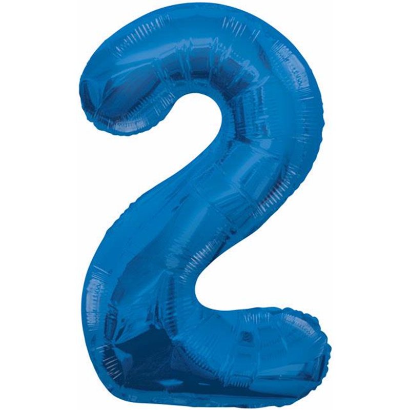34IN BLUE GLITZ NUMERAL 2