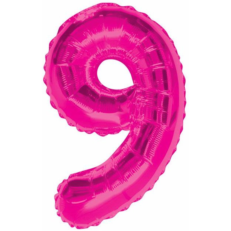 34IN PINK GLITZ NUMERAL 9