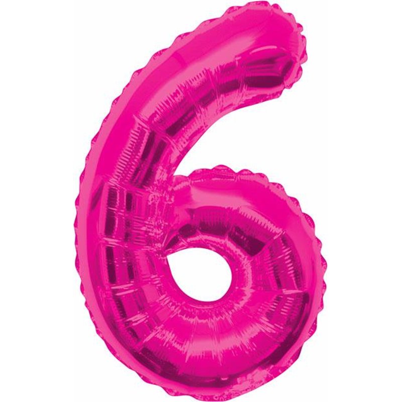 34IN PINK GLITZ NUMERAL 6