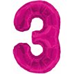 34IN PINK GLITZ NUMERAL 3