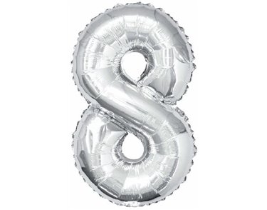 34IN SILVER GLITZ NUMERAL 8