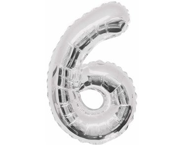 34IN SILVER GLITZ NUMERAL 6