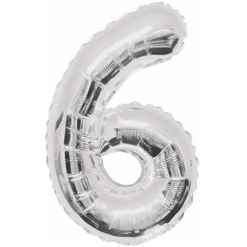 34IN SILVER GLITZ NUMERAL 6