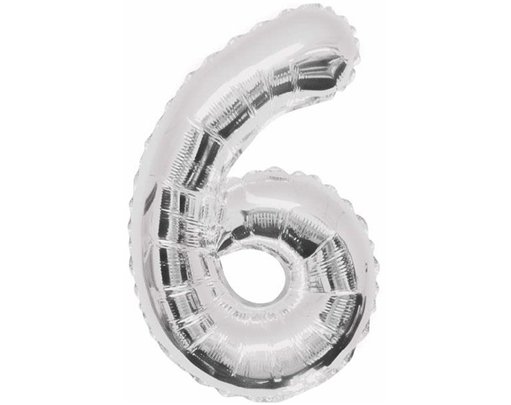 34IN SILVER GLITZ NUMERAL 6