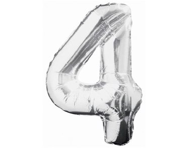 34IN SILVER GLITZ NUMERAL 4
