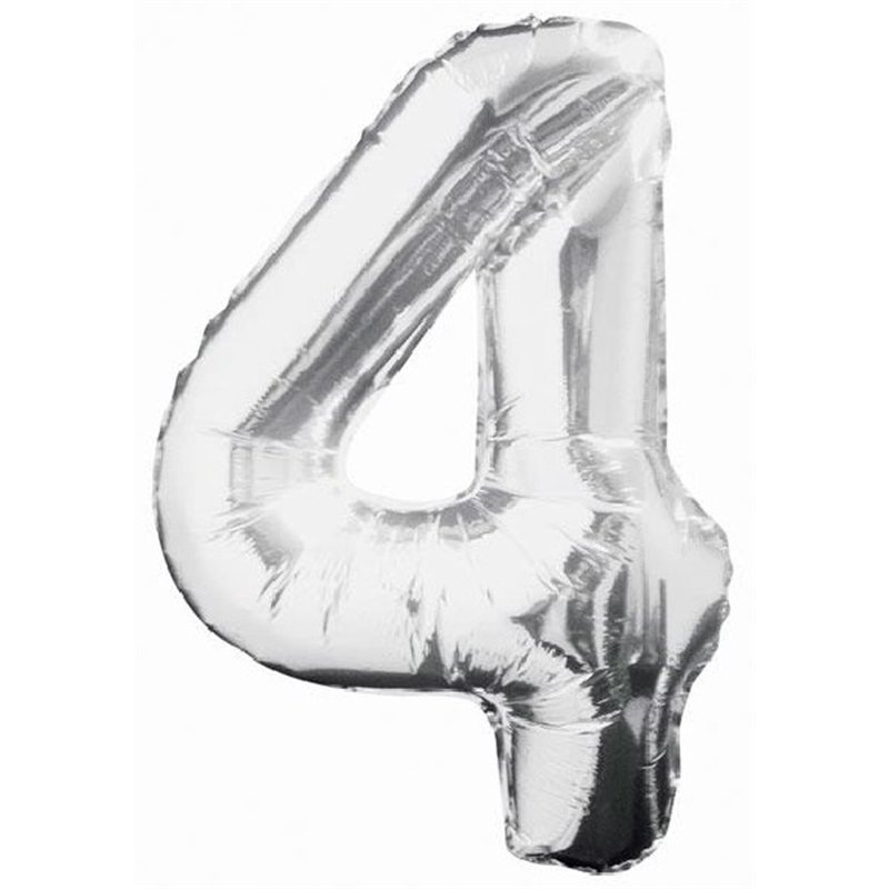 34IN SILVER GLITZ NUMERAL 4
