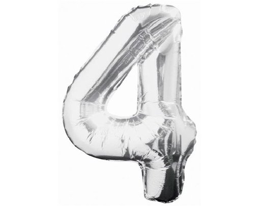 34IN SILVER GLITZ NUMERAL 4