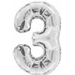34IN SILVER GLITZ NUMERAL 3