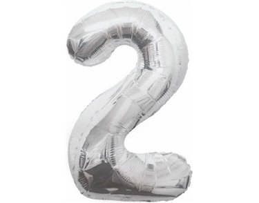 34IN SILVER GLITZ NUMERAL 2