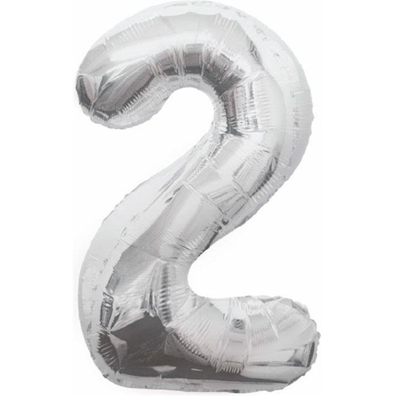 34IN SILVER GLITZ NUMERAL 2
