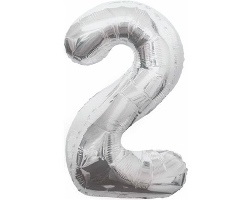 34IN SILVER GLITZ NUMERAL 2