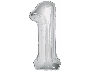 34IN SILVER GLITZ NUMERAL 1