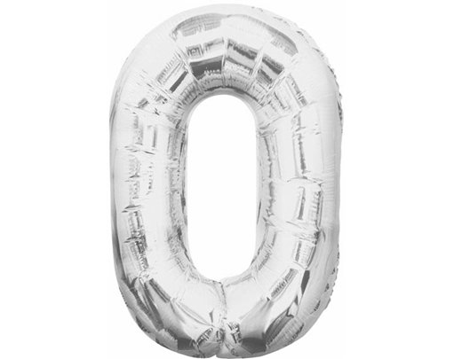 34IN SILVER GLITZ NUMERAL 0