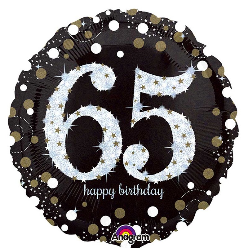 18IN 65TH GOLD SPARKLES FOIL