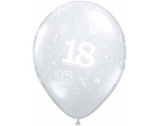 (50) 11IN 18TH BIRTHDAY CLEAR QUALATEX