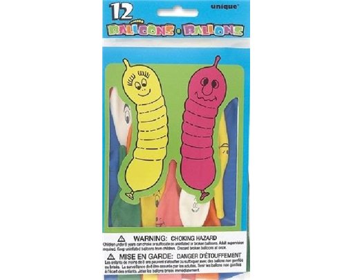 (12) SQUIGGLY WORM BALLOONS
