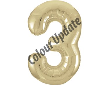 34IN GOLD GLITZ NUMERAL 3