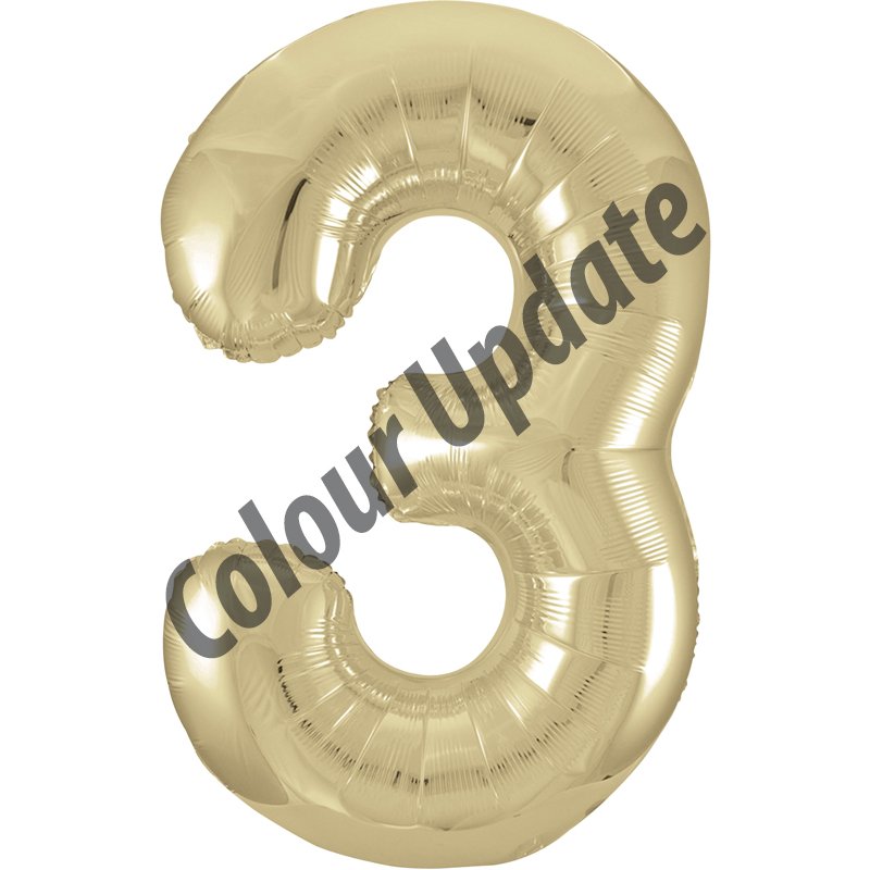 34IN GOLD GLITZ NUMERAL 3