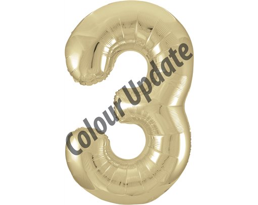 34IN GOLD GLITZ NUMERAL 3