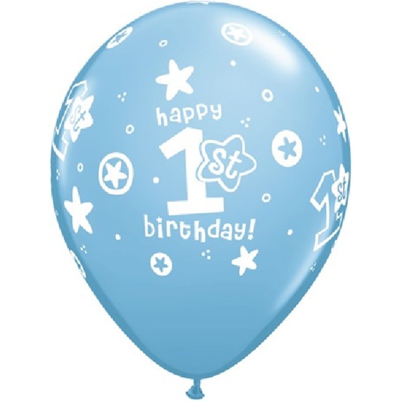 (25) 11IN PALE BLUE 1ST BIRTHDAY BOY QUALATEX