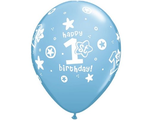 (25) 11IN PALE BLUE 1ST BIRTHDAY BOY QUALATEX