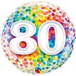 18IN 80TH RAINBOW CONFETTI FOIL BALLOON