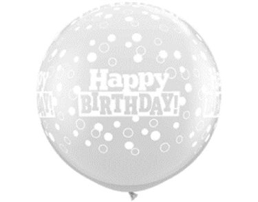 (2) 3FT DIAMOND CLEAR BIRTHDAY DOTS QUALATEX
