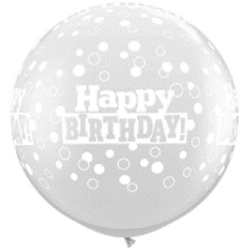 (2) 3FT DIAMOND CLEAR BIRTHDAY DOTS QUALATEX