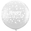 (2) 3FT DIAMOND CLEAR BIRTHDAY DOTS QUALATEX