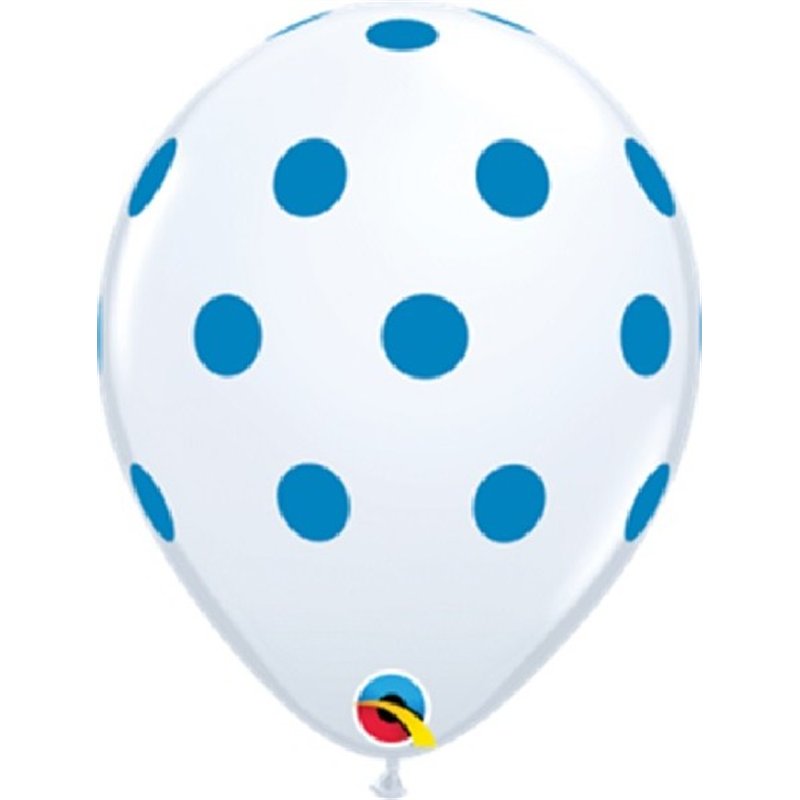 (25) 11IN BLUE BIG POLKA DOTS QUALATEX
