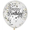 (6) 12IN CLEAR B/DAY CONFETTI BALLOONS