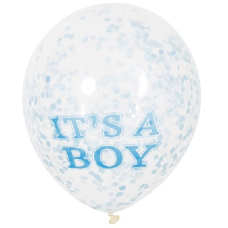 (6) 12IN ITS A BOY CONFETTI BALLOON