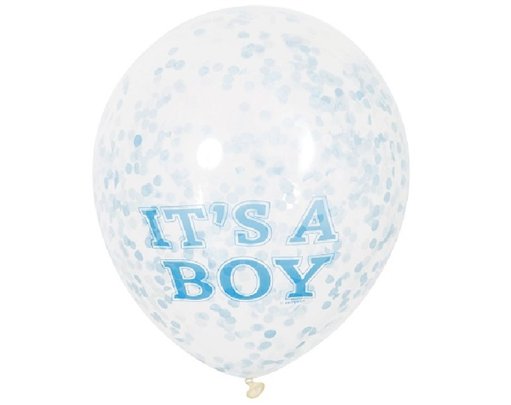 (6) 12IN ITS A BOY CONFETTI BALLOON