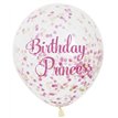(6) 12IN PRINCESS B/DAY CONFETTI BALLOONS