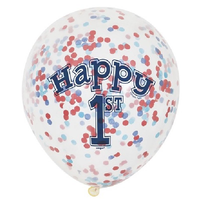 (6) 12IN NAUTICAL 1ST B/DAY CONFETTI BALLOONS