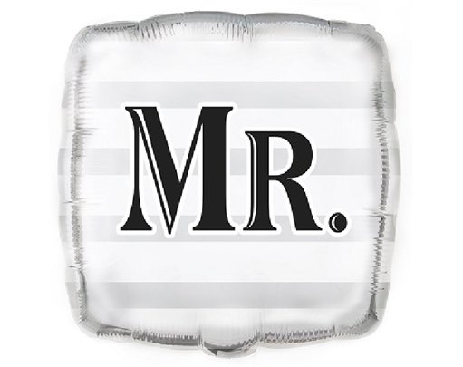 18IN SILVER MR WEDDING SQ FOIL BALLOON