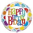 18IN RAINBOW DOT B/DAY FOIL BALLOON